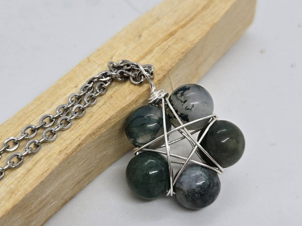 Moss Agate star necklace