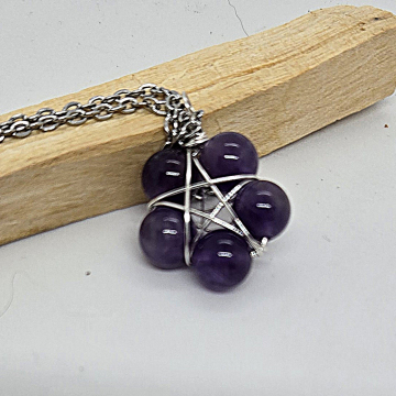 Amethyst Star Gemstone Wirewrapped Necklace
