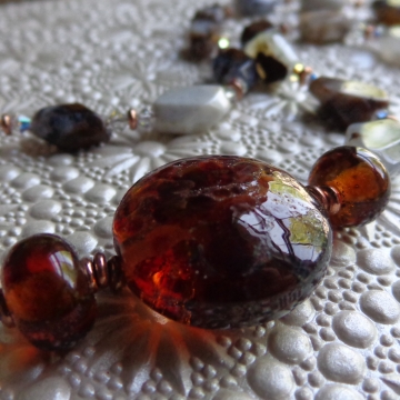 Earth & Star Lampwork, Agate, and Crystal One-of-a-Kind Necklace